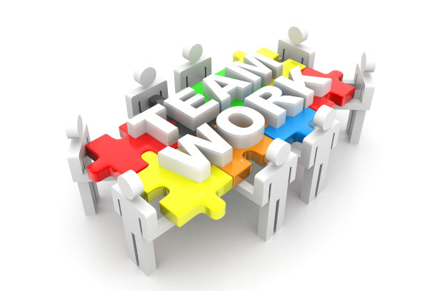 商业团队的概念，策略和谜题设计，解决方案和成功，3d插图图片下载