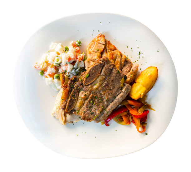 盘子里多汁的烤肉图片下载