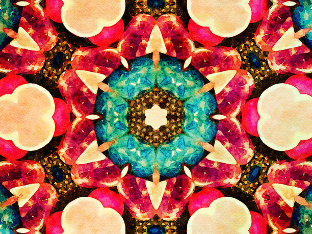 水彩曼荼罗插图图片下载