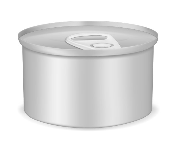 圆锡罐拉tab盖，现实的矢量模型插图。罐头食品金属包装，模型。空白铝缸容器，模板图片下载