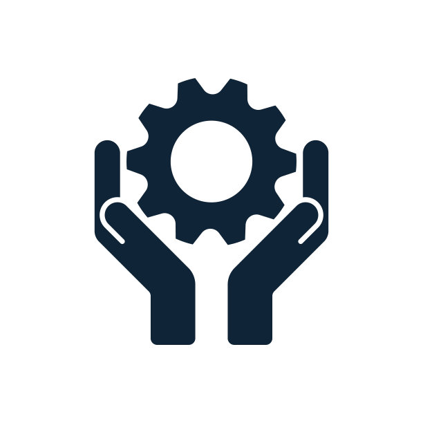 手与齿轮或齿轮图标。图片下载