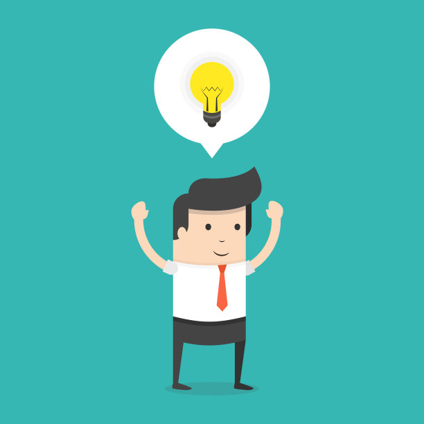 商人得到了一个好主意。经营理念的概念。平的卡通风格。矢量插图。图片下载