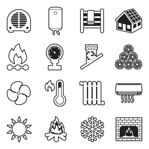 加热图标。线条与填充设计。矢量插图。图片下载