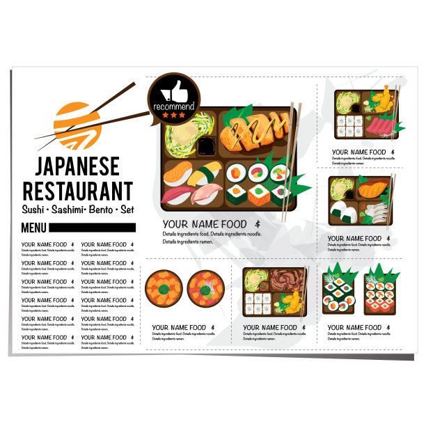 便当寿司套装日式料理餐厅菜单模板设计图形图片下载