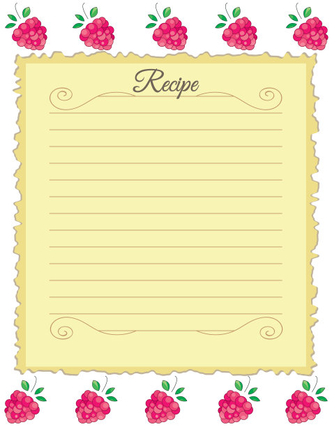 纸的菜谱。形式食谱。带覆盆子装饰的笔记本纸。老式纸图片下载