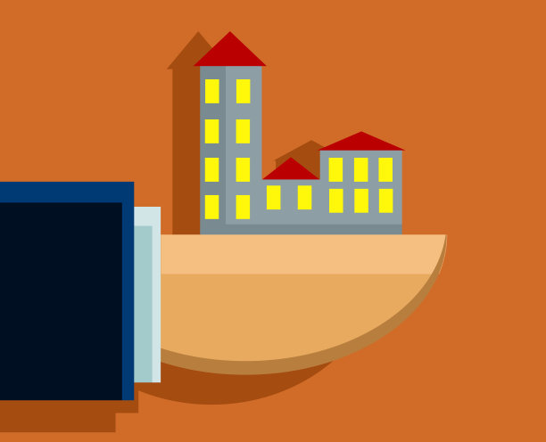 一个建筑物，一个城市，在一个开放的股票-插图图片下载