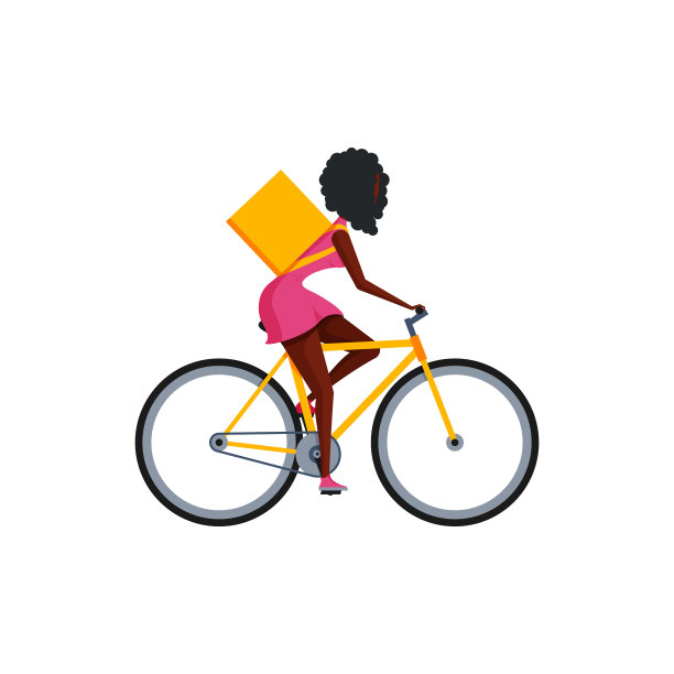 自行车交付，矢量字符在平面风格图片下载