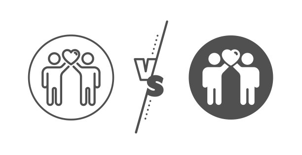 朋友夫妇线图标。友谊的迹象。协助业务。向量图片下载