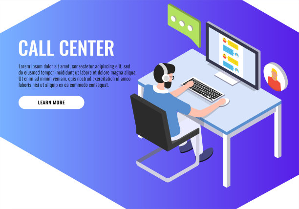 呼叫中心的概念。技术支持或调度员呼叫中心。呼叫中心的男接线员。等距矢量插图。图片下载