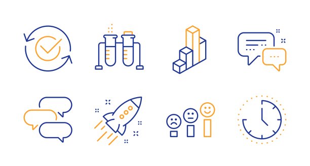 认可，化学烧杯和客户满意图标集。向量图片下载