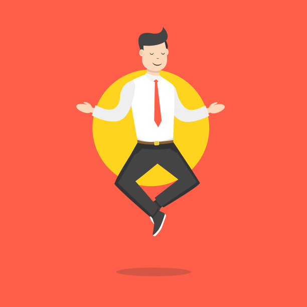 做瑜伽和冥想的商人。经营理念。平的卡通风格。矢量插图。图片下载