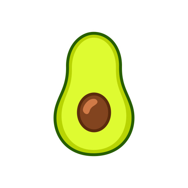卡通牛油果孤立在一个白色。矢量插图。图片下载