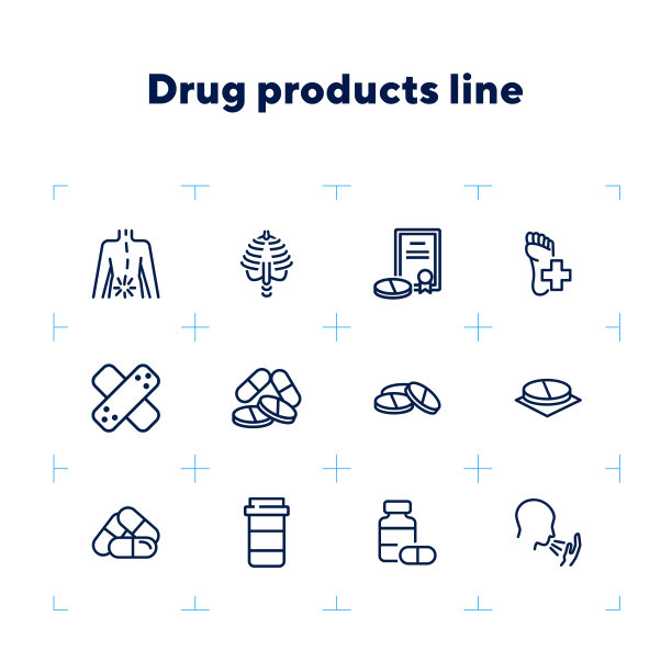 药品系列线性图标集图片下载