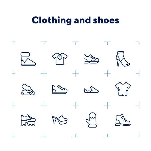 服装和鞋类系列图标设置图片下载
