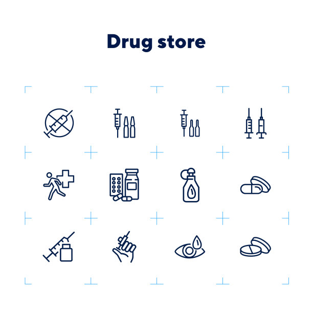 毒品线性图标集图片下载