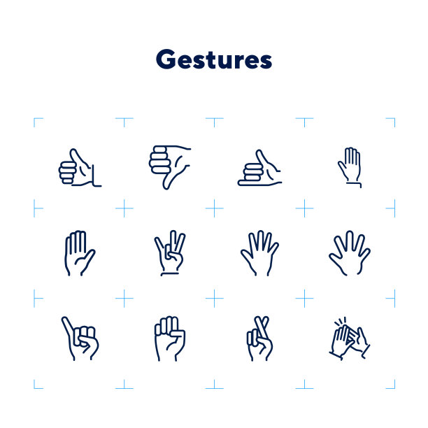 手势线条图标集图片下载