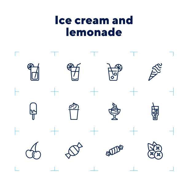冰淇淋和柠檬水的图标图片下载