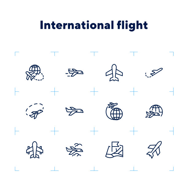 国际航班图标集图片下载