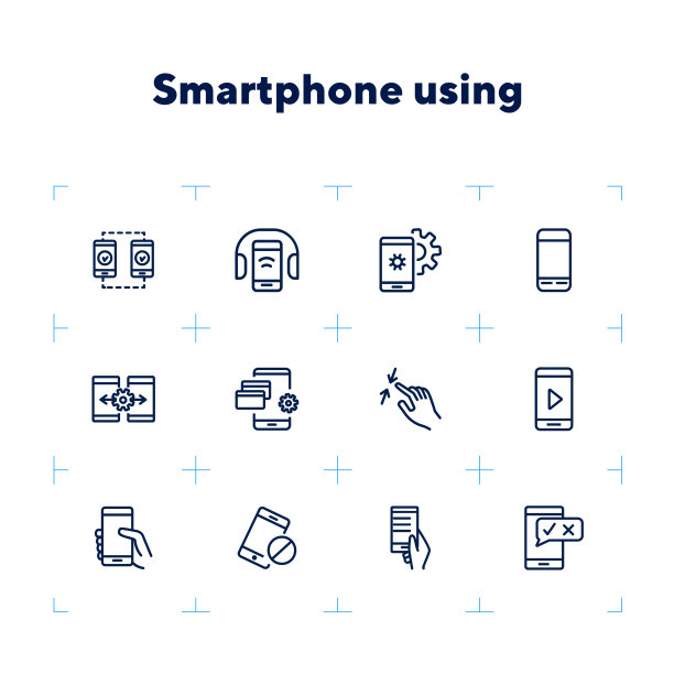 智能手机使用线图标设置图片下载