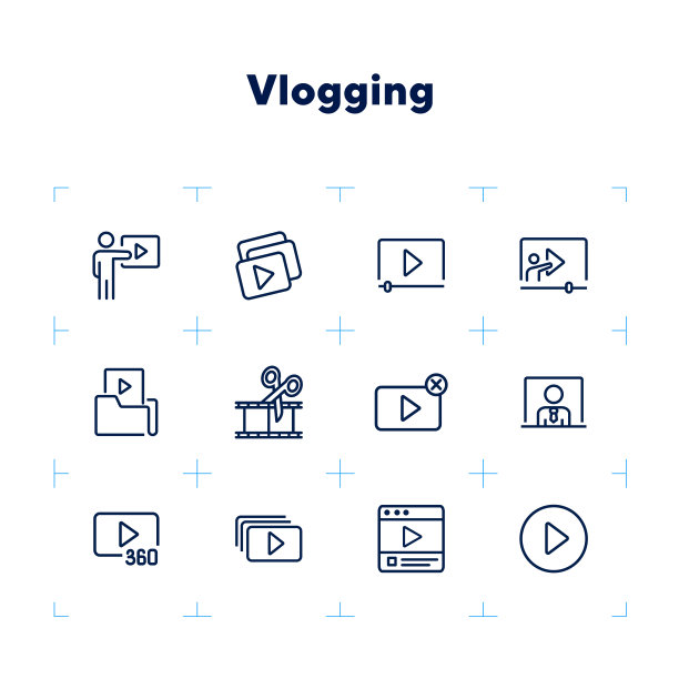 Vlog线性图标集图片下载