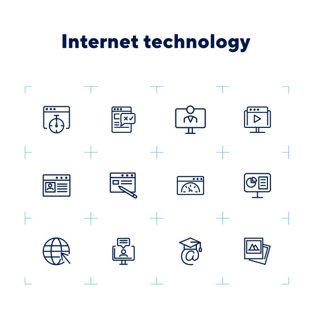 互联网技术线图标集图片下载