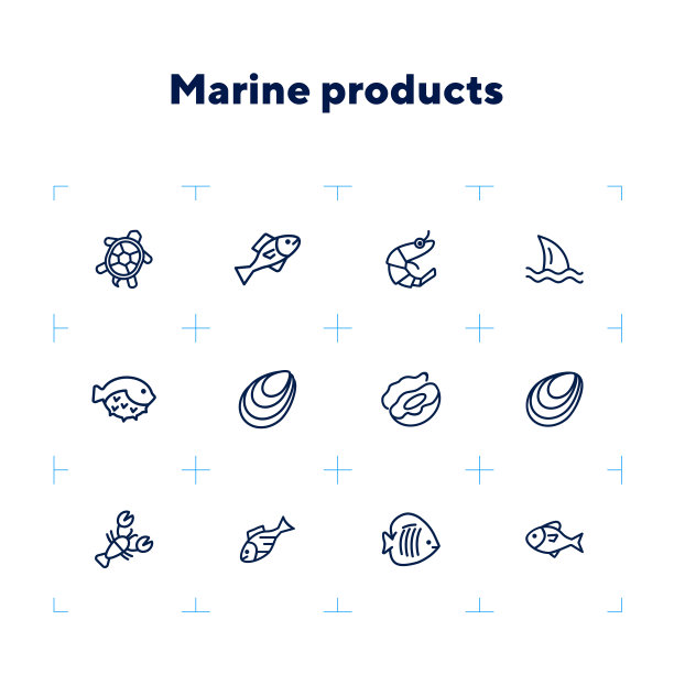 海产品图标套装图片下载