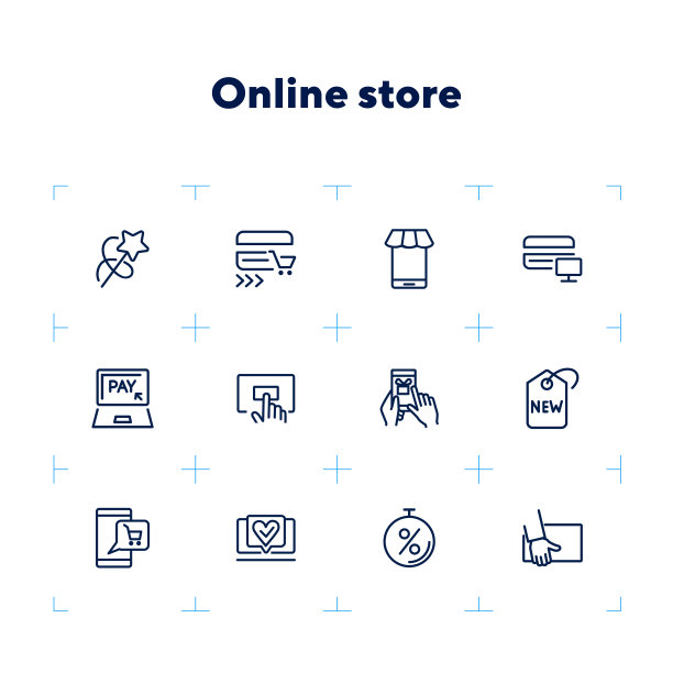 在线商店线性图标集图片下载