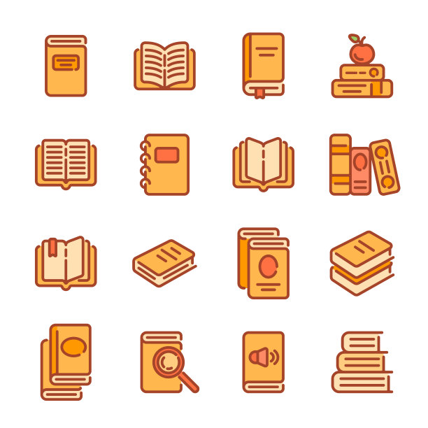 一套书籍或阅读彩色大纲图标。矢量插图。图片下载