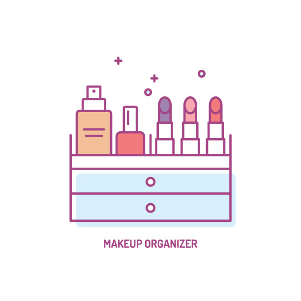 化妆存储组织者线矢量插图图片下载