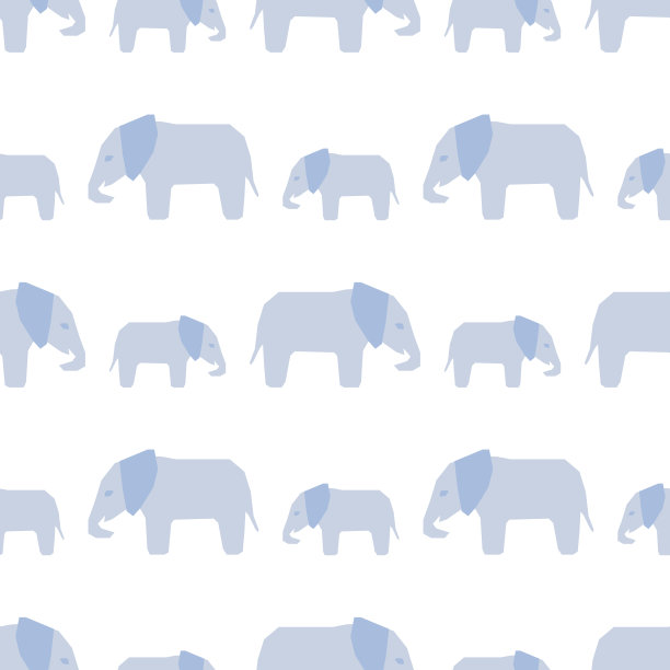 矢量无缝模式与手绘轮廓大象和小象。图片下载