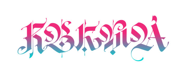 R, B, K, M, A哥特式风格。白色背景上的字母和符号。用彩色记号笔书写。中世纪拉丁字母。优雅的纹身字体。古日耳曼风格。图片下载