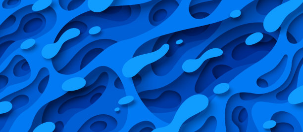 蓝色剪纸背景图片下载