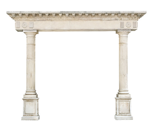 仿古石拱孤立在白色背景上图片下载