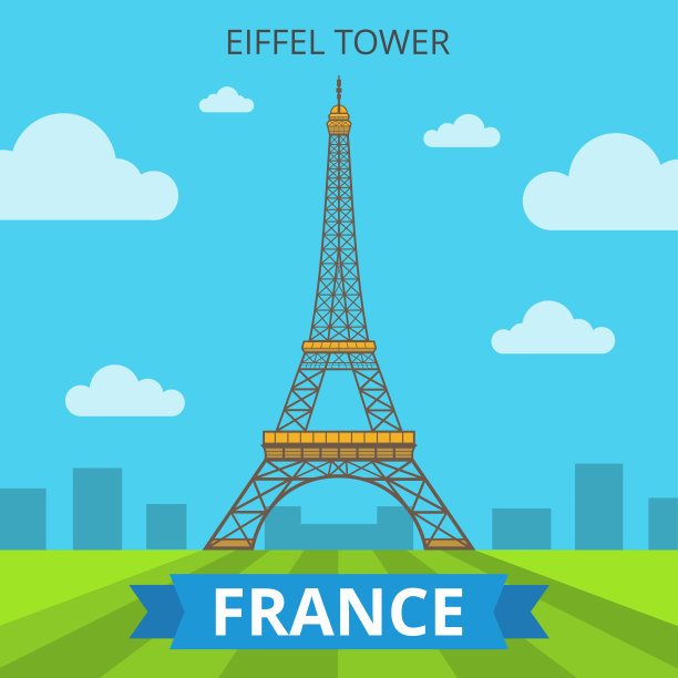 埃菲尔铁塔,巴黎。法国。平面向量插图。图片下载
