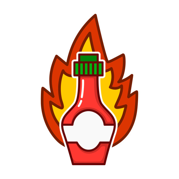 卡通辣酱。火在背景矢量插图。图片下载