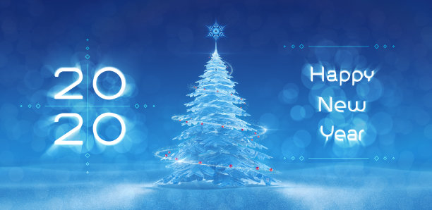 “新年快乐- 2020”冬季节日设计图片下载