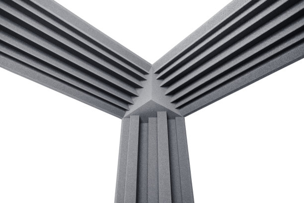 隔音泡沫低音陷阱的声音阻尼，隔离在白色图片下载