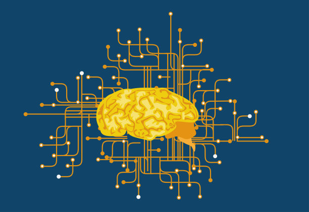 脑与中子连接平面设计插图图片下载
