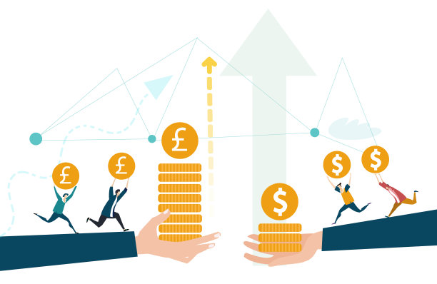 节约的概念。手里拿着硬币、美元和英镑。储蓄、赚钱、挣钱、工资的理念。小人物给生意带来更多的钱。图片下载