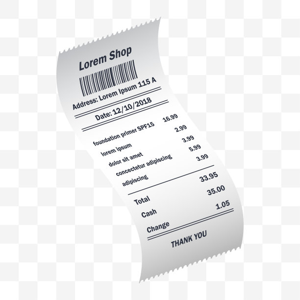 粉底底漆spf15收据打印模板，纸张财务支票图片下载