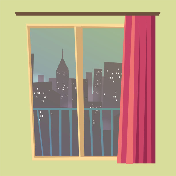 公寓窗户室内平面矢量插图图片下载