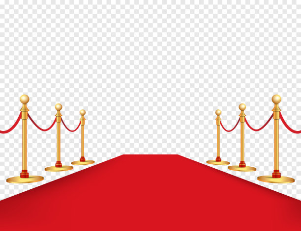 红地毯和金色障碍现实孤立的背景。矢量插图。图片下载