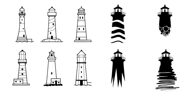 灯塔极简的直线描边轮廓矢量图标集图片下载