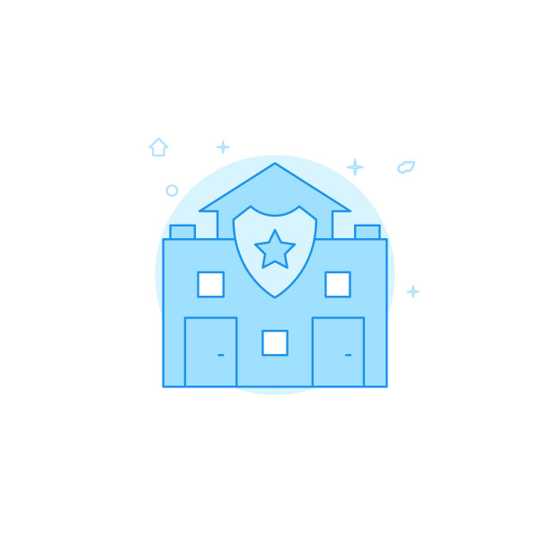 警察局平面矢量图标。线条样式。蓝色的单色的设计。可编辑的中风图片下载