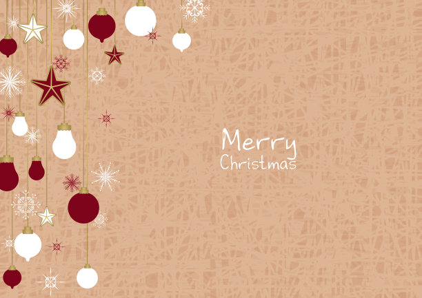 红色和白色的圣诞装饰在棕色的背景矢量上装饰圣诞节节日。图片下载