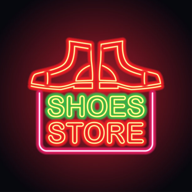 男女鞋店霓虹招牌为鞋店铺板横幅。矢量图图片下载