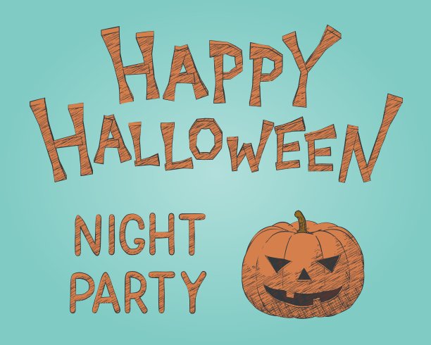 素描南瓜吉祥物怪物矢量插图万圣节派对。绘制图形为快乐万圣节的恐惧问候设计。孤立的大纲构想可怕的夜晚派对，可爱的十月邀请。图片下载