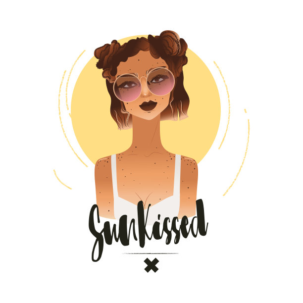 太阳亲吻-魅力的年轻女子在太阳镜与夏天的棕褐色图片下载