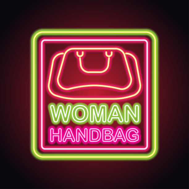女子手袋店的霓虹招牌为女子手袋店的招牌和店板横幅。矢量图图片下载