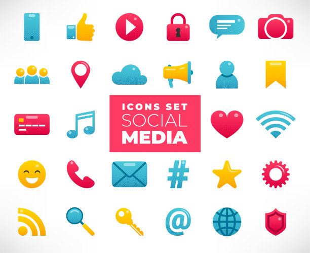 Flet纹理社交媒体图标集图片下载